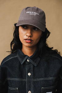 Pipe and Row embroidered washed grey cotton hat | PIPE AND ROW