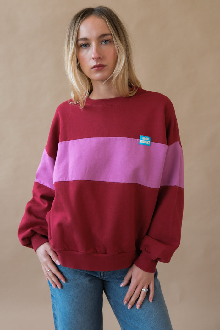 COLOR BLOCK RELAXED CREWNECK