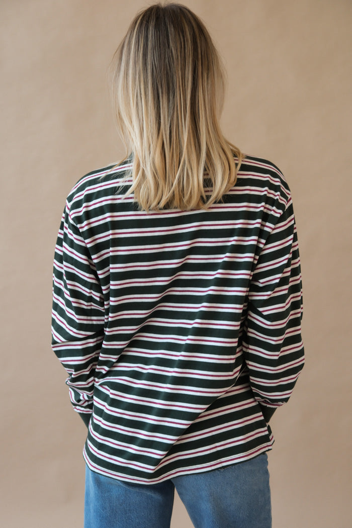 UNISEX MULTI STRIPE COLLARED T-SHIRT