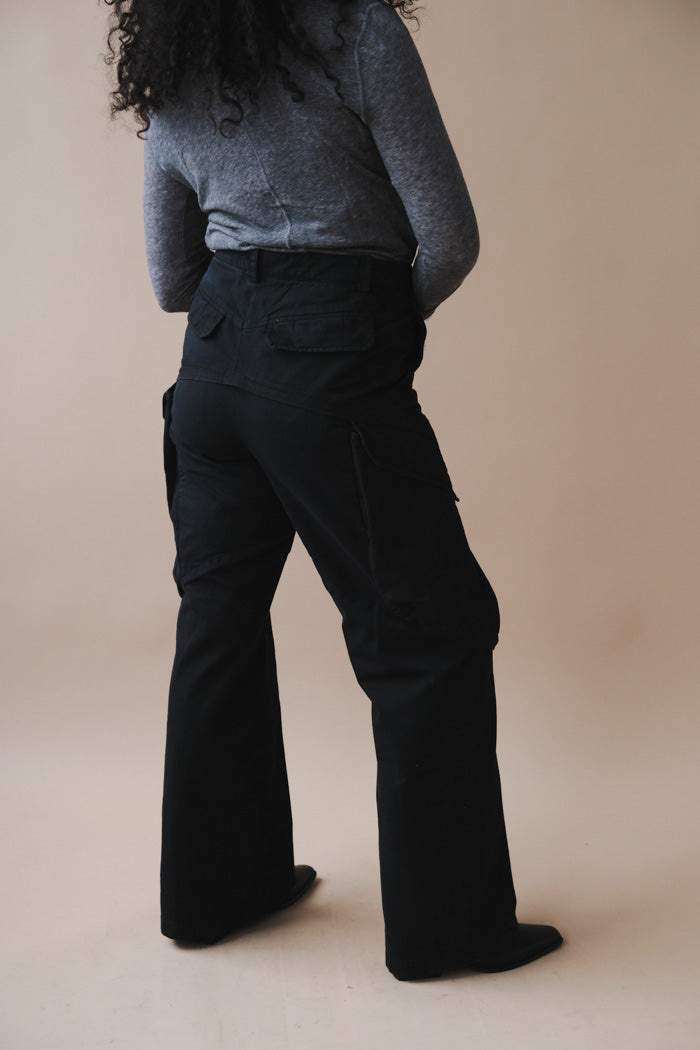 GARMENT-DYED GABARDINE WIDE CARGO PANTS