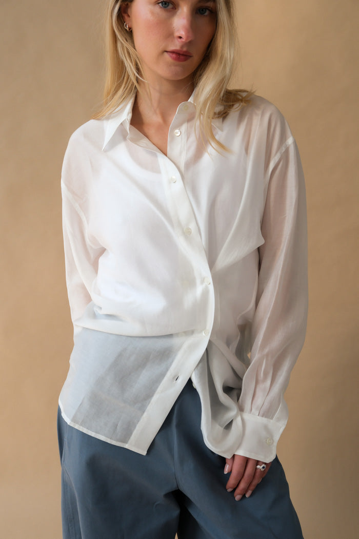 sheer dress shirts womens Sheer Crepe Portofino Shirt