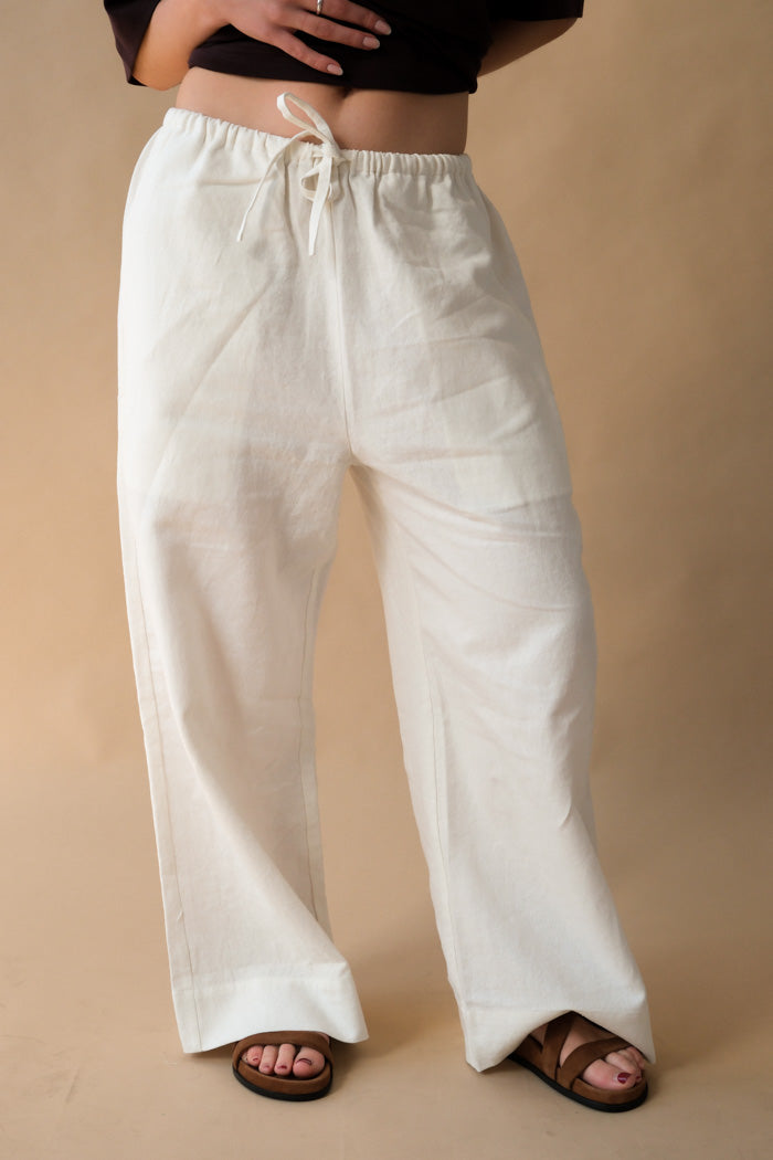 Mijeong Park linen blend cropped pants ivory PIPE AND ROW