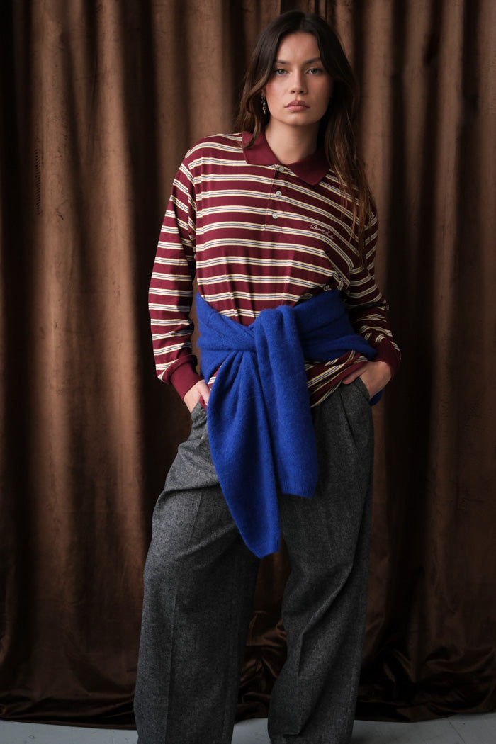 UNISEX MULTI STRIPE COLLARED T-SHIRT