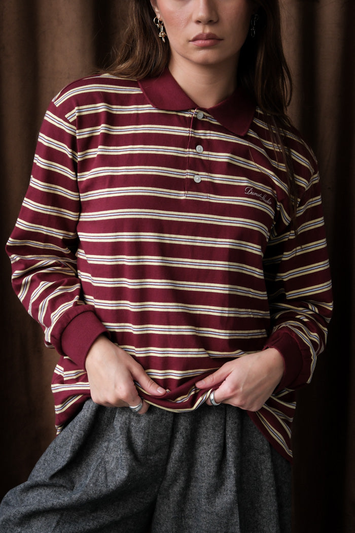 UNISEX MULTI STRIPE COLLARED T-SHIRT