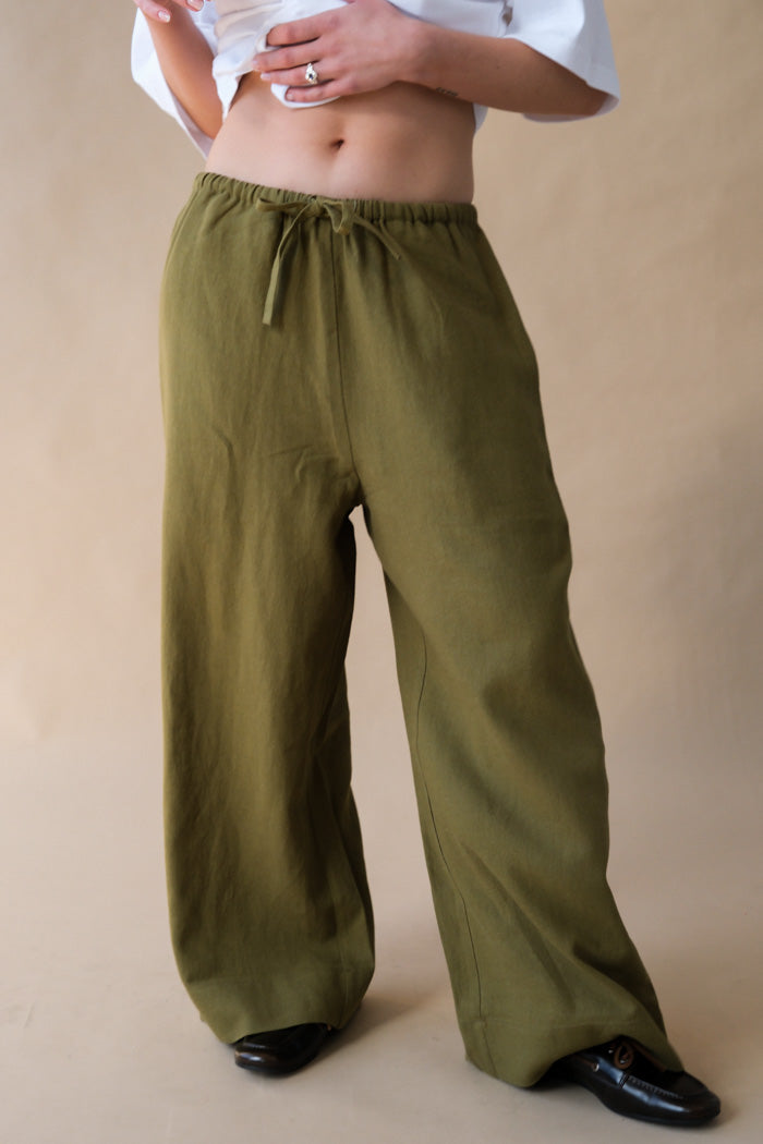 LINEN BLEND CROPPED PANT