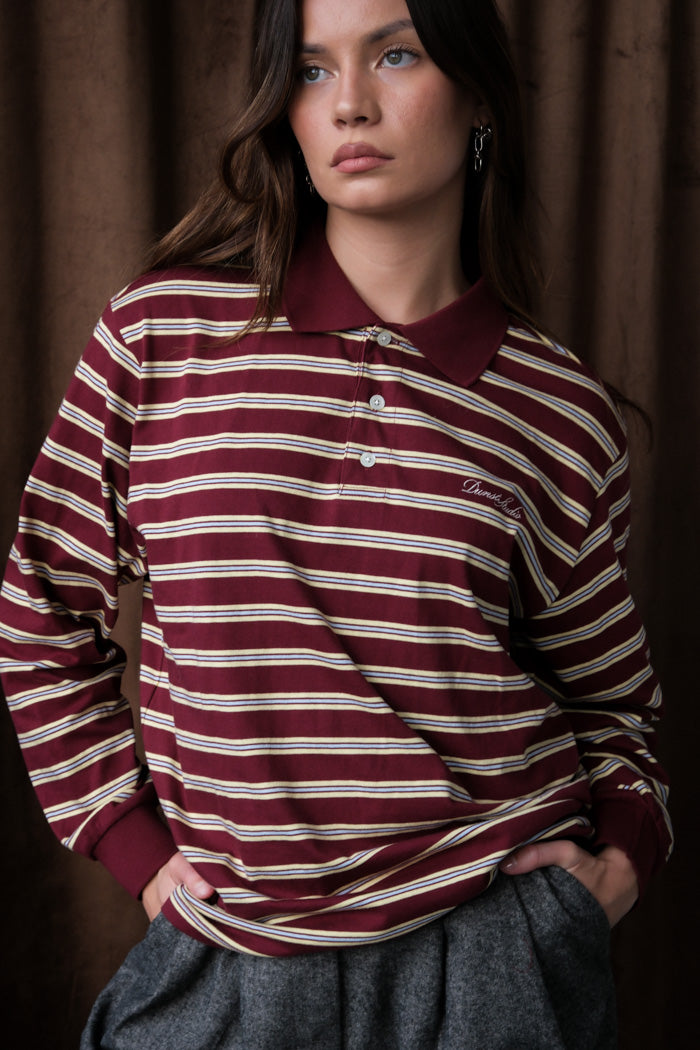 UNISEX MULTI STRIPE COLLARED T-SHIRT