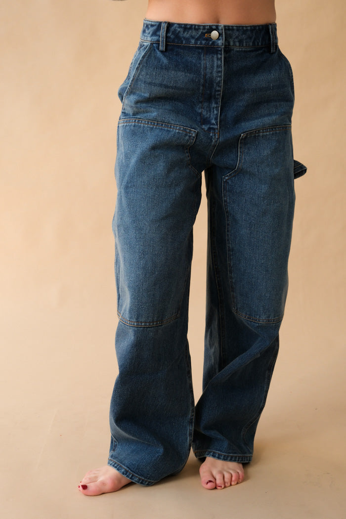 BARREL LEG PATCH DENIM PANT