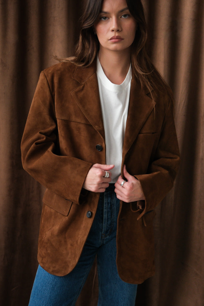 UNISEX SUEDE TAILORED HALF JACKET