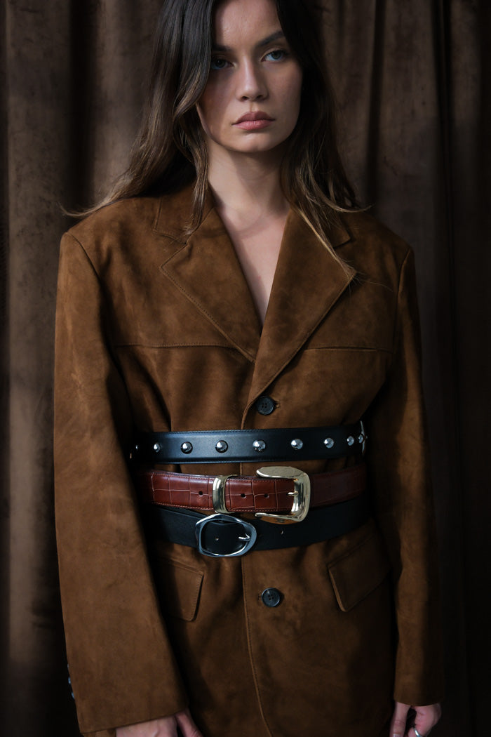 UNISEX SUEDE TAILORED HALF JACKET