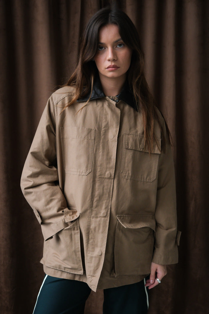 CONTRAST COLLAR WORK JACKET