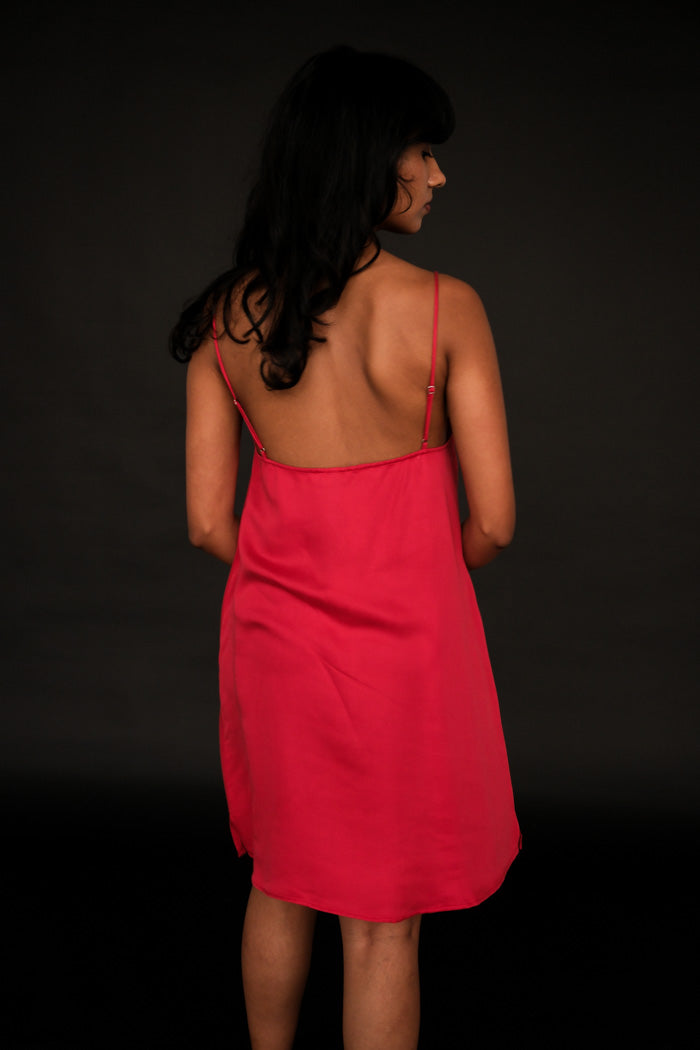 Oh Seven Days Tessa mini slip dress silky tomato red | Pipe and Row Seattle