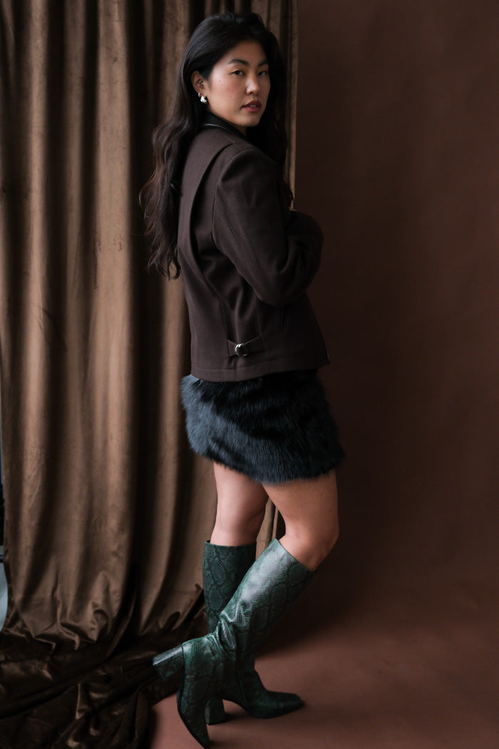 FAUX FUR BLACK MINI SKIRT