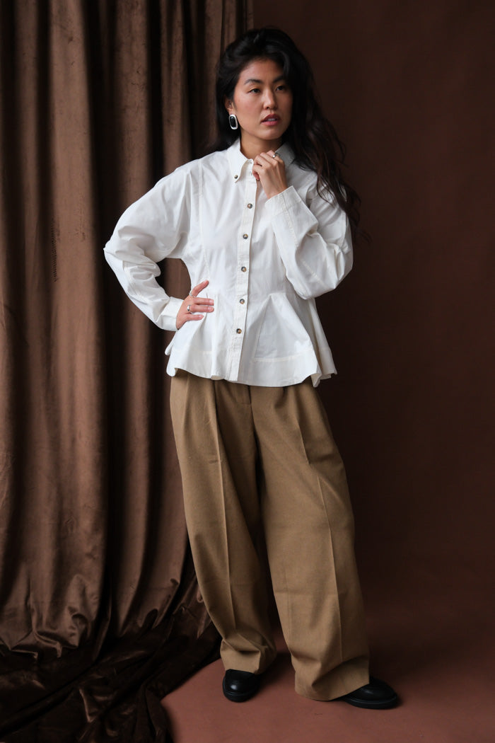WOOL BLEND WIDE LEG PANTS