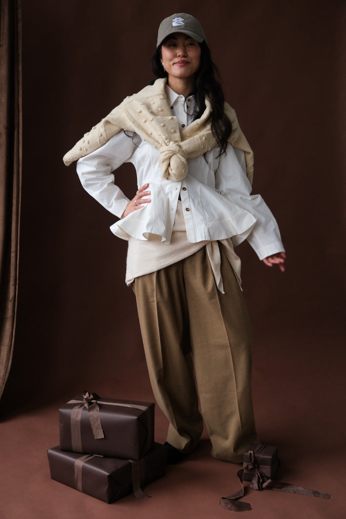 WOOL BLEND WIDE LEG PANTS