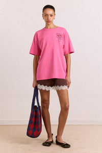 Damson Madder Charis Satin Lace Shorts chocolate brown | Pipe and Row Seattle