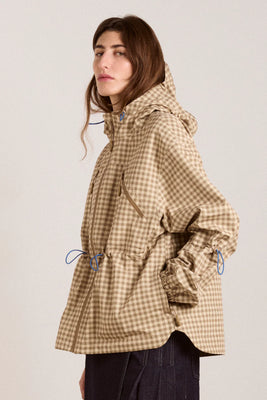 Damson Madder brown gingham check Matilda raincoat | pipe and row
