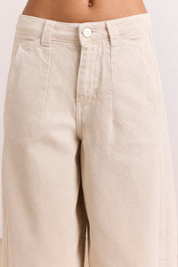Damson Madder relaxed Erika barrel leg jean stone wash khaki pea print | Pipe and Row Seattle