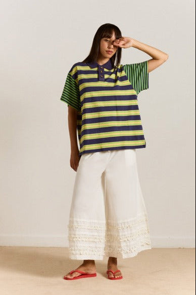 MULTIDamson Madder polo Zia rugby green stripe shirt. PIPE AND ROW