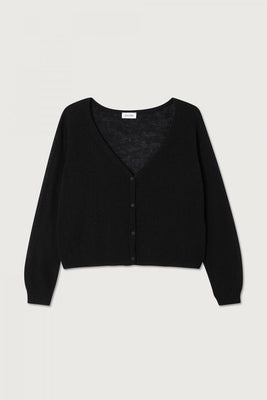 American Vintage Dumy thin knit button up cardigan black | Pipe and Row