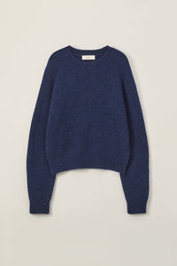 Dunst unisex shaggy textured marled wool navy blue sweater | pipe and row