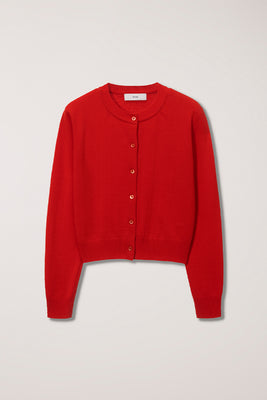 Dunst Essential crewneck knit wool cardigan Red PIPE AND ROW