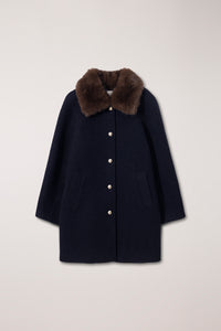 Dunst boucle wool half coat removable faux fur collar | Pipe and Row
