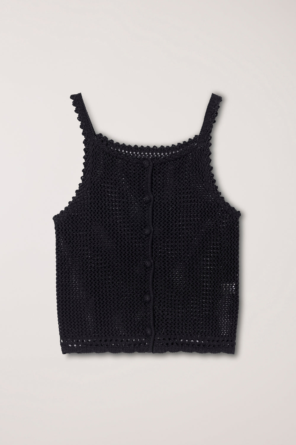 Dunst button up crochet bustier knit tank top black linen cotton | PIPE AND ROW