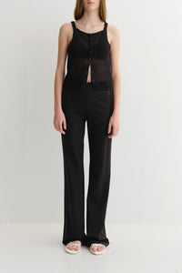 Dunst button up crochet bustier knit tank top black linen cotton | PIPE AND ROW Seattle