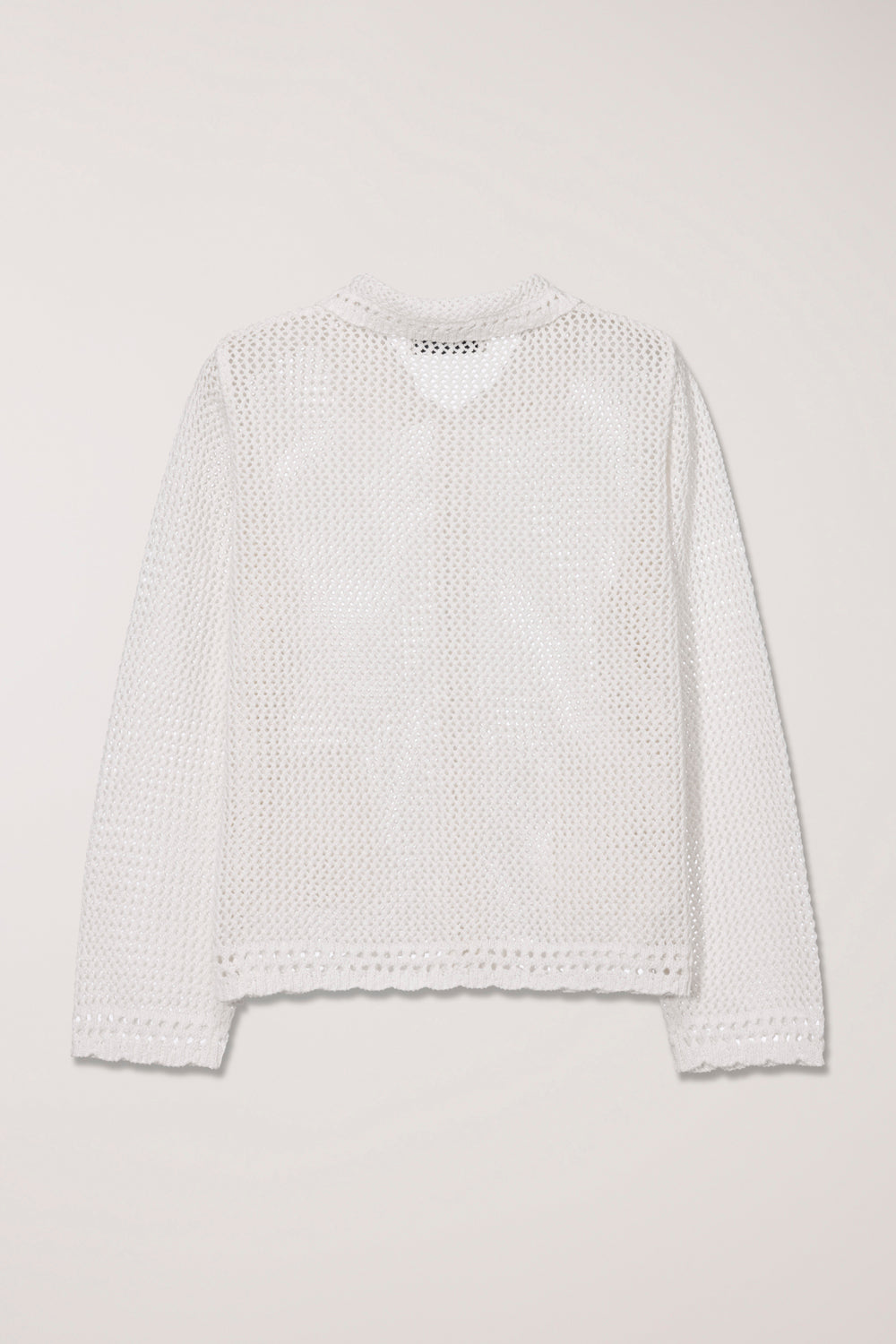 Dunst collared crochet knit cardigan ivory white UDSW6B221IV PIPE AND ROW