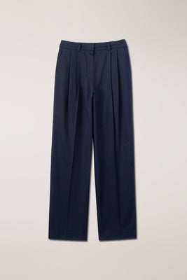 Dunst double pleated chino slack pants trousers navy blue PIPE AND ROW