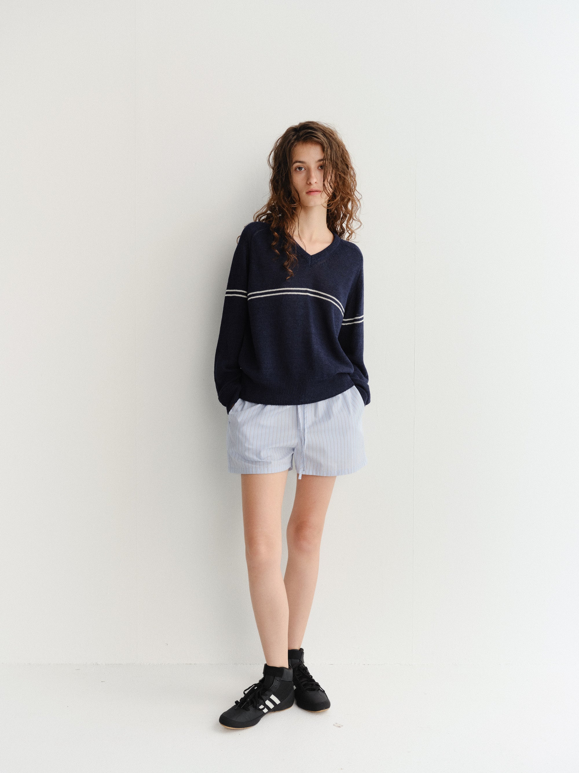 Dunst drawstring blue stripe pajama mini shorts soft blue stripe UDPA6B248B1 PIPE AND ROW Seattle