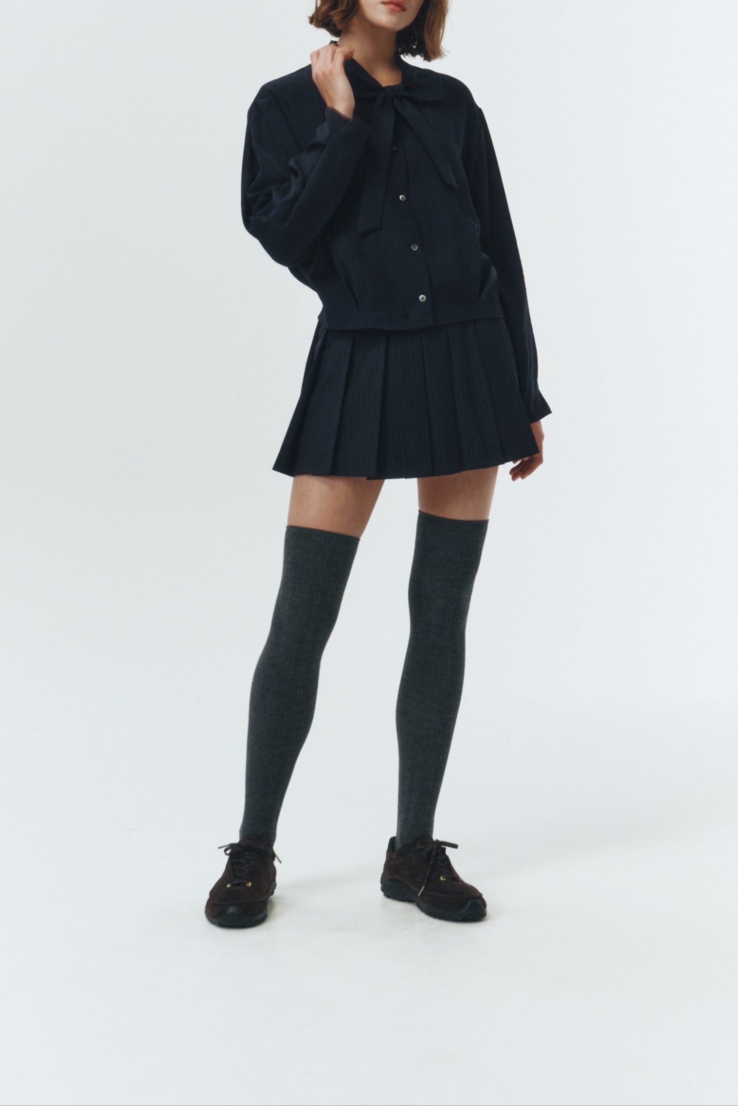 Dunst pleated mini skirt navy blue pinstripe Pipe and Row Seattle