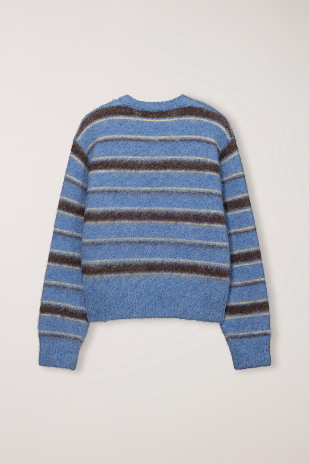 Dunst striped textured hairy crewneck sweater soft blue dark brown | Pipe and Row Seattle