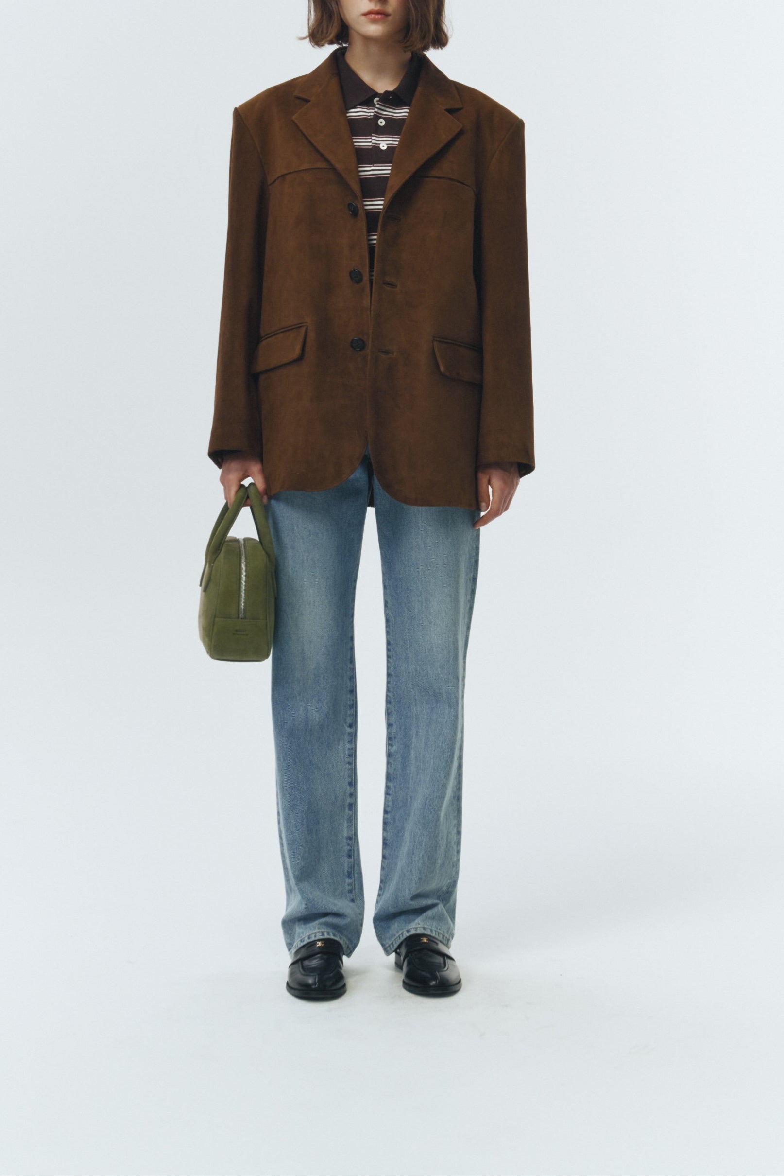 Dunst unisex camel leather suede tailored blazer jacket PIPE AND ROW