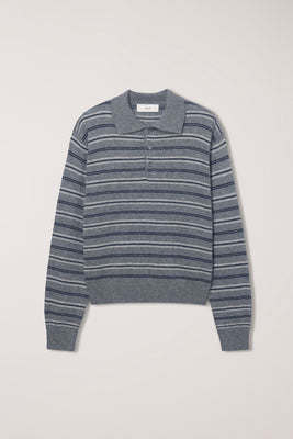 Dunst unisex collared brown striped polo sweater jumper knit | Pipe and Row