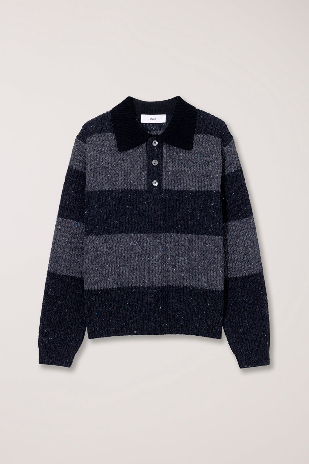 Dunst unisex collared chunky ribbed rugby knit sweater grey charcoal grey | PIPE AND ROW