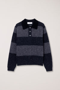 Dunst unisex collared chunky ribbed rugby knit sweater grey charcoal grey | PIPE AND ROW