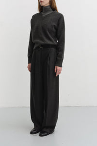 Dunst unisex soft volume v-neck knit sweater charcoal grey wool PIPE AND ROW