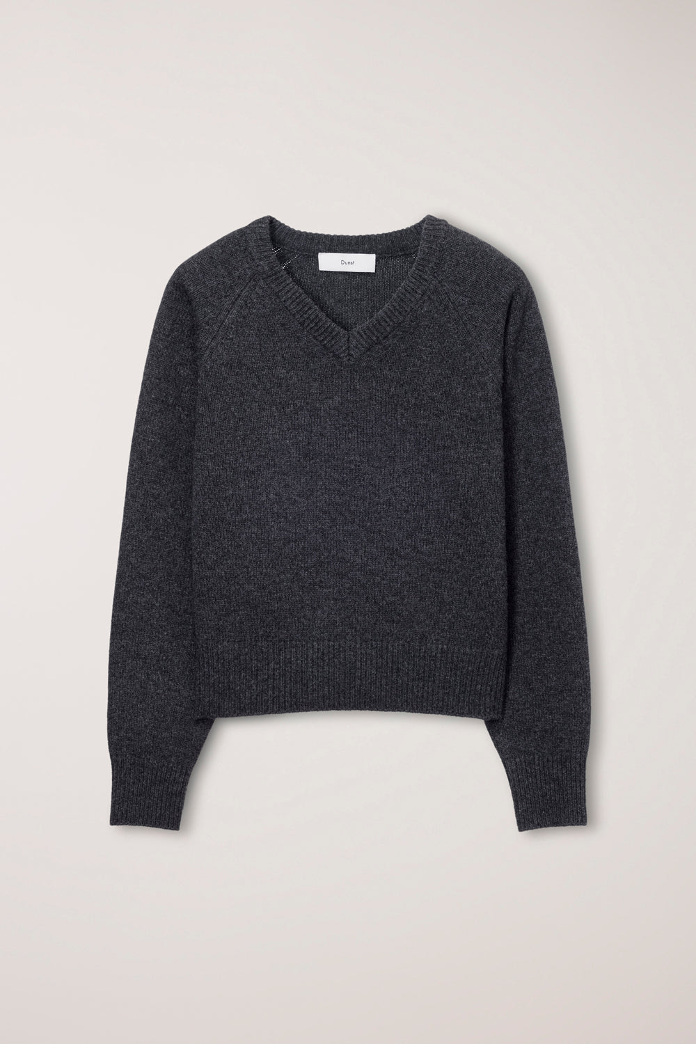 Dunst unisex soft volume v-neck sweater charcoal grey wool PIPE AND ROW