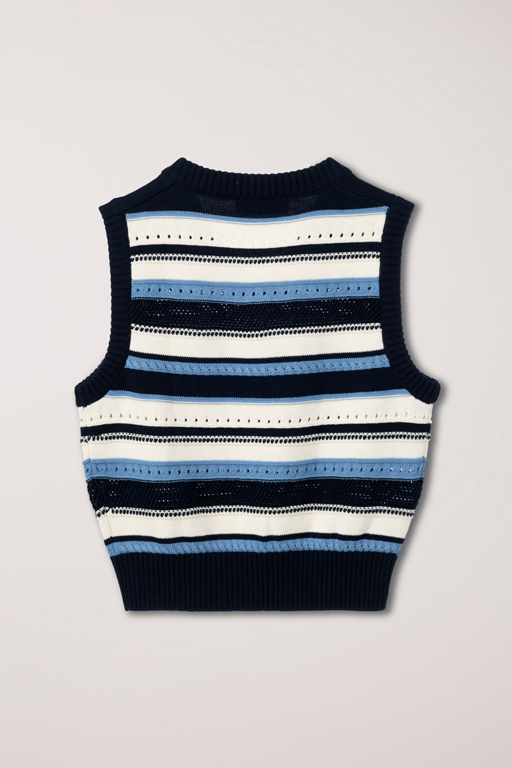 Dunst unisex stripe knit vest black blue white stripe UDSW6B123N2 PIPE AND ROW