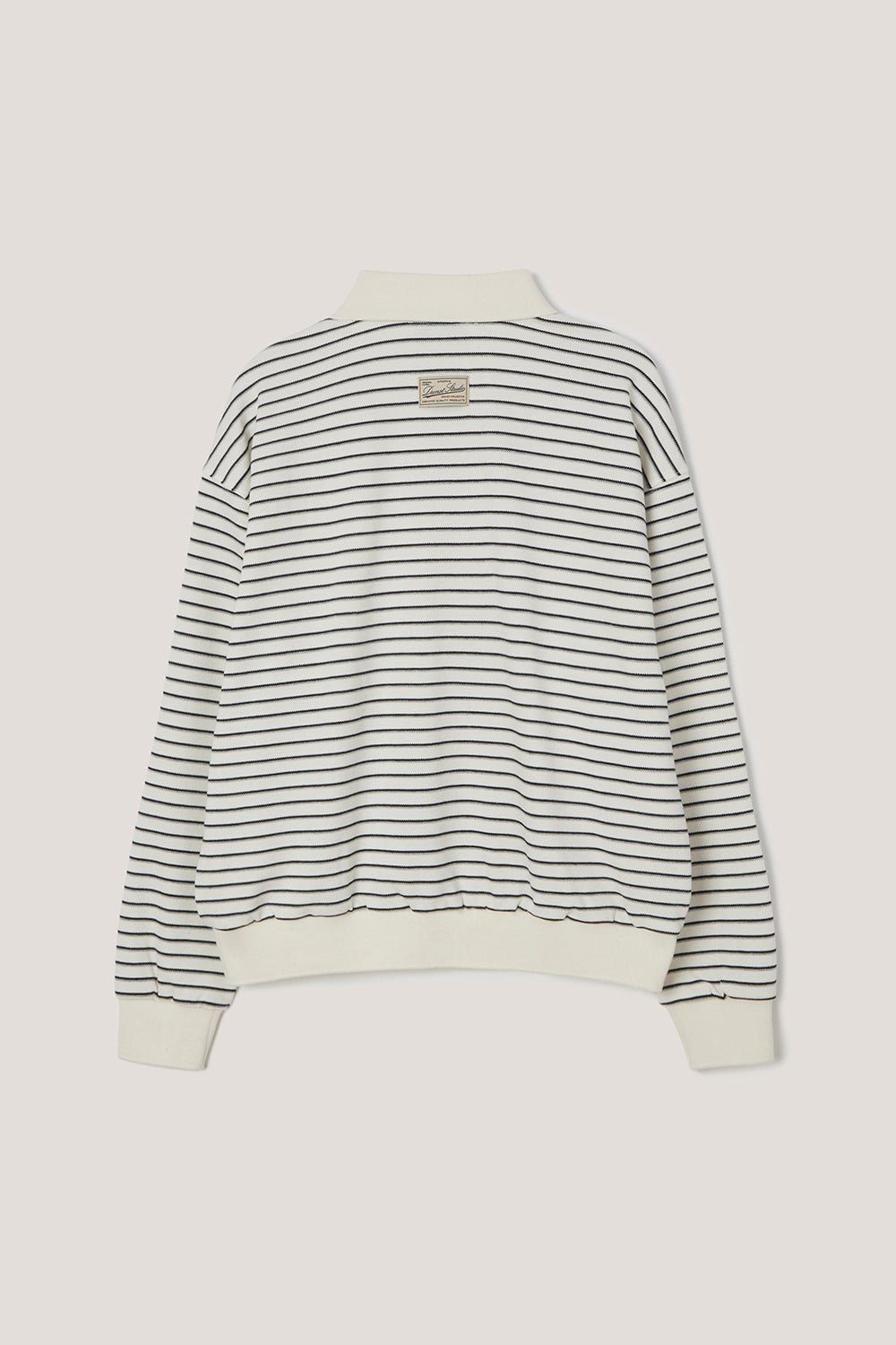 Dunst unisex striped collared polo shirt ivory stripe UDTS6A120IV PIPE AND ROW