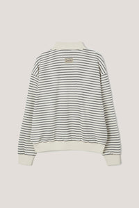 Dunst unisex striped collared polo shirt ivory stripe UDTS6A120IV PIPE AND ROW