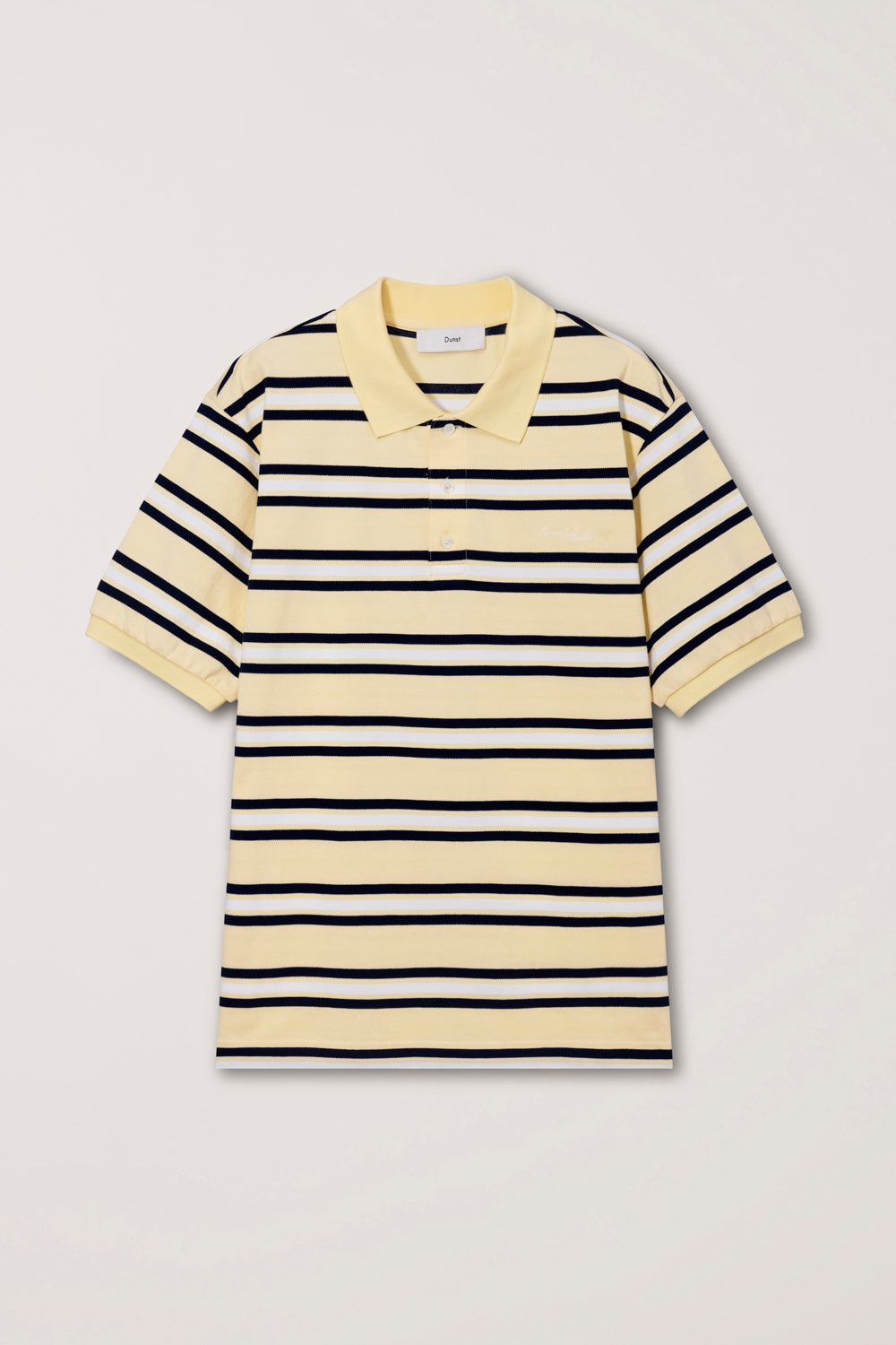 Dunst unisex striped polo shirt lemon yellow stripe | Pipe and Row