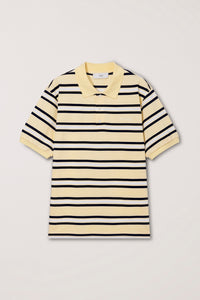 Dunst unisex striped polo shirt lemon yellow stripe | Pipe and Row