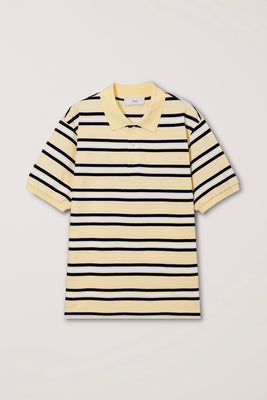 Dunst unisex striped polo shirt lemon yellow stripe | Pipe and Row