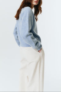 Dunst unisex textured wool soft blue oversized crewneck sweater | Pipe and Row