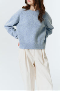 Dunst unisex textured wool soft blue oversized crewneck sweater | Pipe and Row Seattle