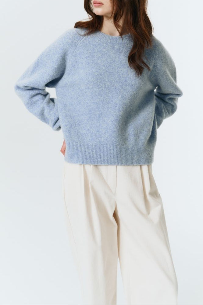 Dunst unisex textured wool soft blue oversized crewneck sweater | Pipe and Row Seattle