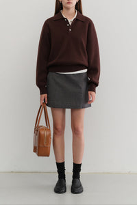 Dunst woven mini skirt suiting charcoal grey | Pipe and Row