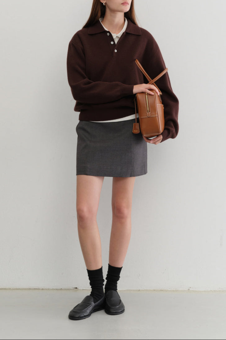 Dunst woven mini skirt suiting charcoal grey | Pipe and Row Seattle boutique